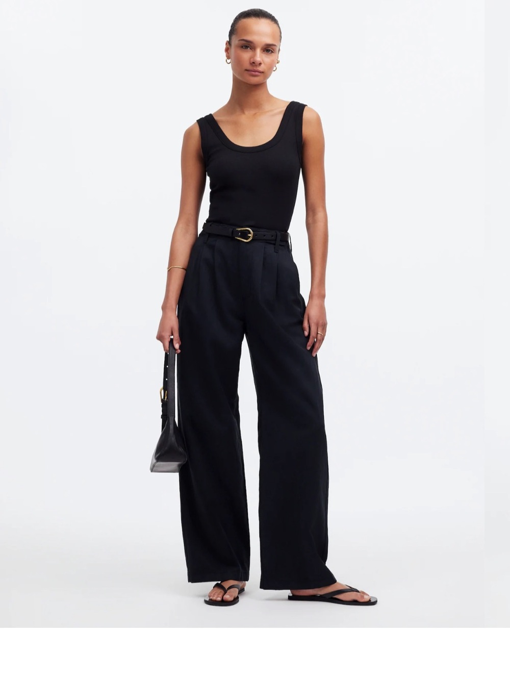 Madewell Black Wide-Leg High-Rise Trousers